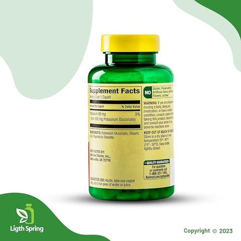 LightSpring - Potássio 99 mg, 250 Comprimidos – Pacote com Vitaminas Exclusivas