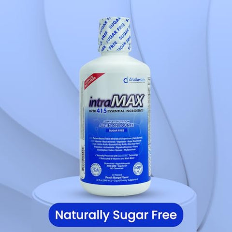 intraMAX - Drucker Labs – IntraMAX 2.0: Minerais Traços Líquidos Orgânicos, Multivitamínico Líquido para Homens e Mulheres, Sem OGM, Sem Laticínios, Sem Glúten, Magnésio, Zinco, Vitaminas D, C, E, Sem Açúcar