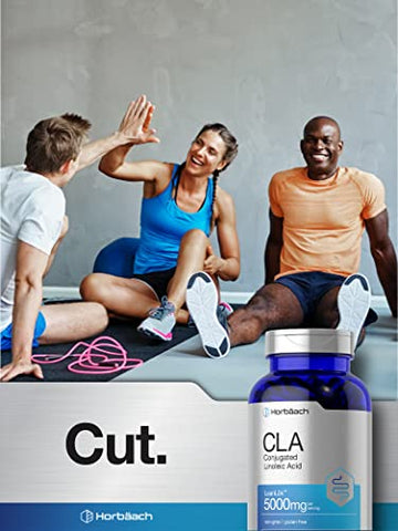 Suplemento Horbäach CLA | 300 Cápsulas Softgel | Potência Máxima | Ácido Linoleico Conjugado de Óleo de Cártamo | Livre de OGM, Sem Glúten