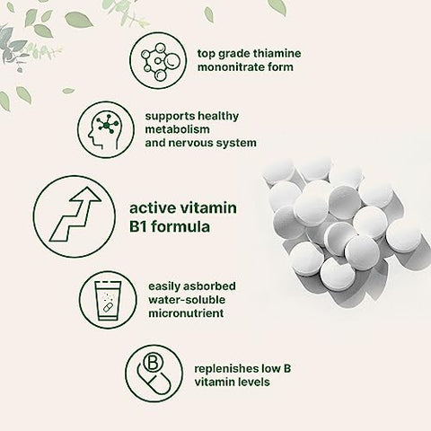 Vitamina B1 500mg Por Porção, 240 Comprimidos | Suplemento de Vitamina B1 Tiamina, Vitaminas B Essenciais | Suporta o Metabolismo - Micro Ingredients