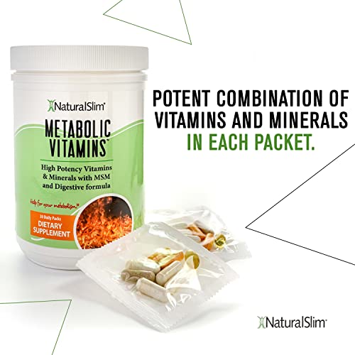 Vitaminas Metabólicas NaturalSlim – Combinação de Multivitaminas de Alta Potência, Minerais, Complexo B, Msm – 60 cápsulas