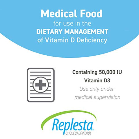 Replesta - Vitamina D3 Cholecalciferol 50.000 UI, Deficiência de Vitamina D, Wafer Mastigável Semanal, Sabor Natural de Laranja, 8 Unidades (Pacote de 1)