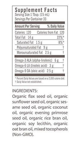 Óleo Omega 369 Udo’s Choice, Orgânico de Linhaça e Gergelim | 100ml - Flora