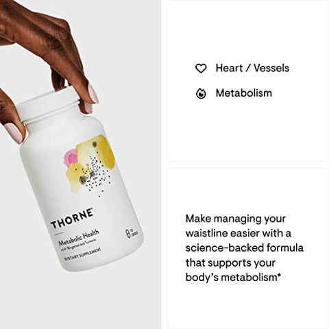 Metabolic Health – Suplemento para Saúde Metabólica e Intestinal – Suplemento de Bergamota com Dióxido de Silício – Suplemento de Cúrcuma para Apoiar a Saúde Sanguínea – Marca THORNE - THORNE