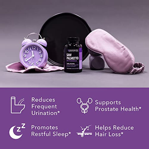 HAVASU NUTRITION - Suplemento Herbal Saw Palmetto para Dia e Noite | Apoia a Saúde da Próstata e Reduz Viagens ao Banheiro | Pacote de Suplementos Masculinos Definitivo | Mais de 3 Meses de Fornecimento