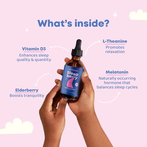JoySpring - SleepBerry Melatonina Líquida para Crianças – Auxílio Natural para o Sono com Sabugueiro e Vitamina D – Fortalece o Sistema Imunológico Durante o Sono (30 ml)