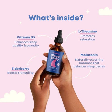JoySpring - SleepBerry Melatonina Líquida para Crianças – Auxílio Natural para o Sono com Sabugueiro e Vitamina D – Fortalece o Sistema Imunológico Durante o Sono (30 ml)