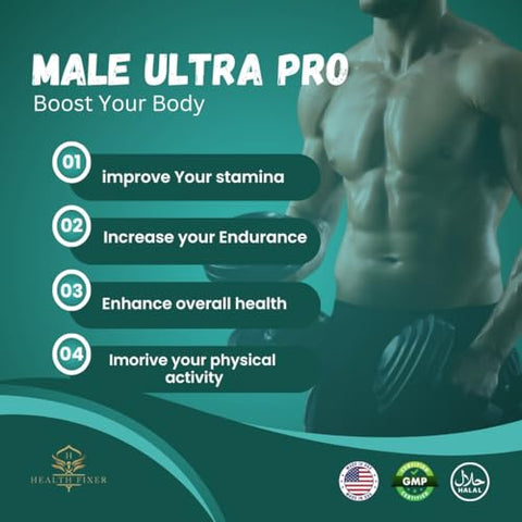 HEALTH FIXER - Male Ultra Pro Stamina, Power, Vitality, Endurance and Drive – 10 Cápsulas | Aumente sua Potência Masculina | Produto de Alta Performance