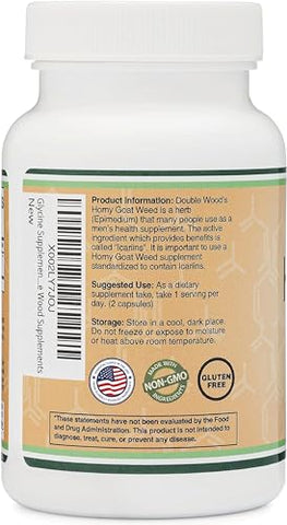 Double Wood Supplements - Horny Goat Weed para Homens e Mulheres – Sem Preenchedores (Força Máxima Epimedium Pad. para 20% Icariins) 1.000mg por Porção, 90 Cápsulas (Suplemento Potencializador Masculino) por Double Wood