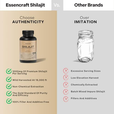 Essencraft - Resina de Shilajit Orgânico Puro do Himalaia – 1000mg Potência Máxima, 85 Minerais Traços, Húmico