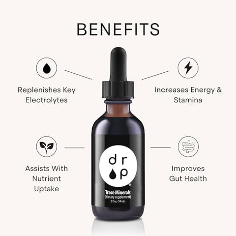 D R P - Gotas de Minerais Traços Orgânicos com Ácido Fúlvico 60 ml – Minerais Líquidos Alcalinos para Água – Suporte à Saúde Intestinal, Energia, Resistência e Absorção de Nutrientes