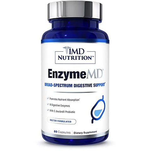 EnzymeMD – Suplemento de Enzimas Digestivas – Fórmula Médica | 18 Enzimas à Base de Plantas – Combate Gases - 1MD Nutrition