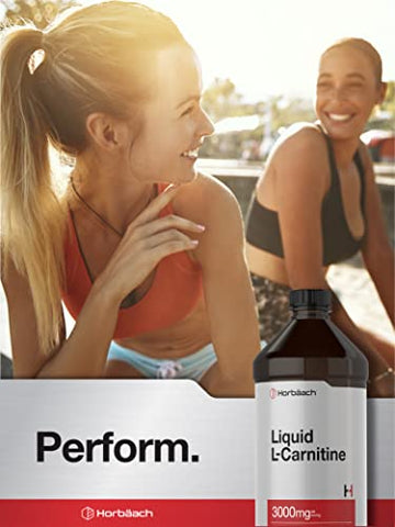 L-Carnitine Líquido 473 ml | 3000 mg | Sabor de Frutas Vermelhas | Fórmula Vegetariana | Suplemento Sem OGM e Sem Glúten - Horbäach