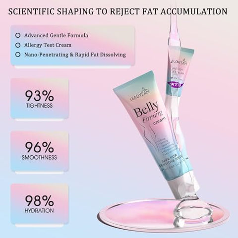 Leadyeah - Creme Firmador B Flat Belly – Hidratante, Firmeza para Barriga, Coxas e Glúteos, Loção Corporal para Mulheres e Homens, 125g