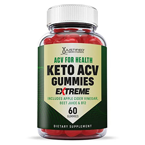 Justified Laboratories - ACV Gummies Extreme Formula 2000MG com Suco de Romã, Beterraba e Vitamina B12 – Saúde Keto – 60 Gomas