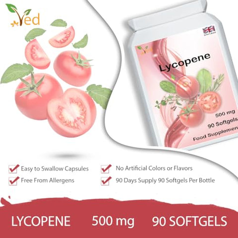Lycopene 500 mg | 90 softgel, 6 Meses de Fornecimento (Pacote com 2) | Alta Concentração de Licopeno | Saúde e Bem-Estar - Ved