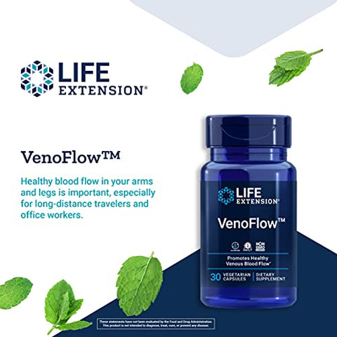 VenoFlow – Extrato de Casca de Pinheiro Marítimo Francês e Soja Natto para Circulação Sanguínea e Saúde Vascular – Sem Glúten, Não-OGM, Vegetariano – 100% Natural - Life Extension
