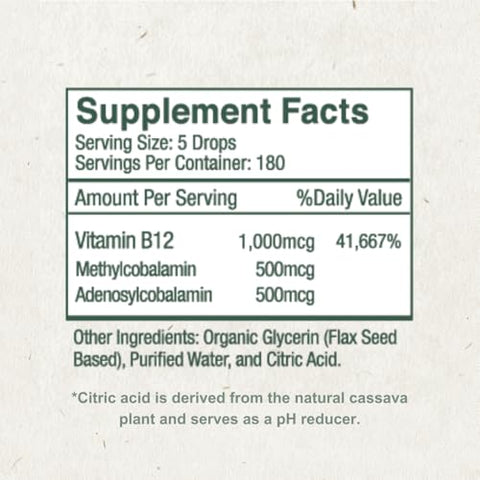 Live Wise Naturals - Vitamina B12 Líquida Sublingual – Gotas Veganas de Vitamina B12 Líquida 100% Natural – Adenosilcobalamina Metilcobalamina – Fortaleça seu Sistema Imunológico, Metabolismo – 30ml