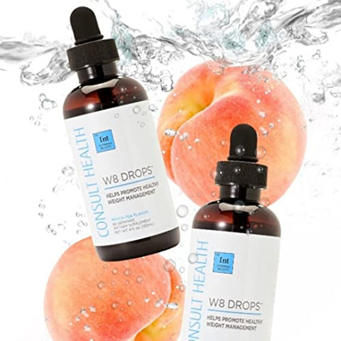 W8 Drops – Promove Gerenciamento Saudável do Peso – Reduz Acúmulo de Gordura – DygloFit – Extrato de Fruta de Dichrostachys Glomerata – Sabor Chá de Pêssego – 60 Porções - Consult Health