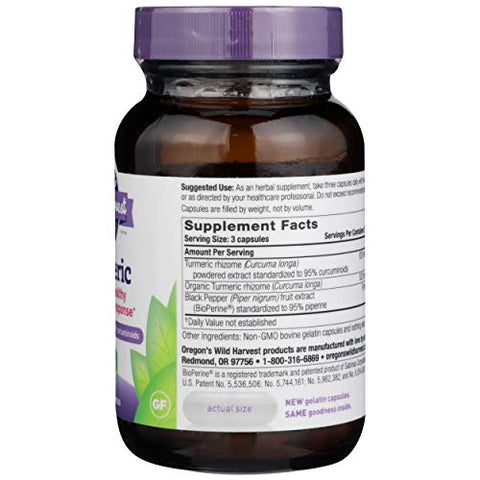 Oregon's Wild Harvest - OREGONS WILD HARVEST Cúrcuma, 60 CT – Benefícios para a saúde, 100% natural | Marca OREGONS WILD HARVEST