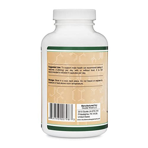 Double Wood Supplements - Tribulus Terrestris para Homens (Conteúdo de Saponina Pura de 95%%) 210 Cápsulas, 1.000mg de Extrato Concentrado de Frutas (Testado por Terceiros, Seguro para Veganos, Não-OGM) para Resistência e Energia
