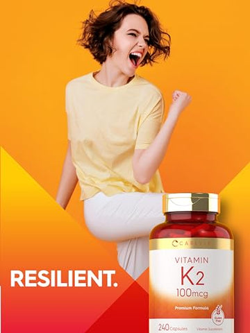 Vitamina K2 100 mcg | K2 MK-4 | 240 Cápsulas | Não-OGM | Marca Carlyle - Carlyle