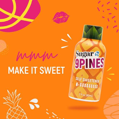 Aumente seu sabor com Sugar Splash – 9Pines 60ml Shot e Mixer de Coquetel de Abacaxi (4-Pack) – para Homens e Mulheres – Sabor Melhor com o Poder de 9 Abacaxis Inteiros