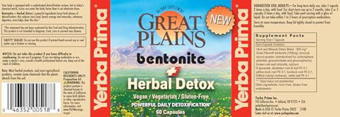 Bentonite Clay Plus Herbal Detox – 60 Cápsulas Vegetarianas (Pacote com 2) – Desintoxicação Poderosa, Ingredientes Premium, Detoxificação Diária Eficaz - Yerba Prima