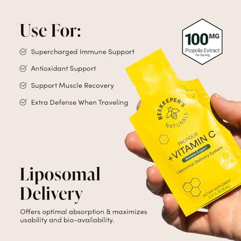 Beekeeper's Naturals - Propolis Liposomal Vitamina C Beekeeper’s Naturals, 1000mg Vitamina C, Propolis – 60ml