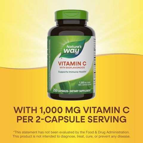 Nature's Way - Vitamina C Nature’s Way com Bioflavonoides, Suporte Imunológico, 1000 mg por porção, 250 Cápsulas