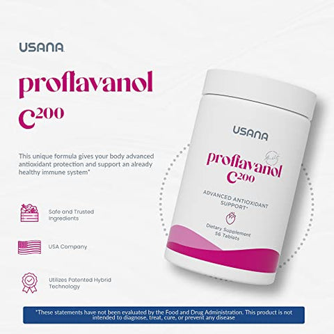 Proflavanol C200 – Antioxidante Avançado com Bioflavonoides e Vitamina C para a Saúde do Coração – 56 Comprimidos – Fornecimento de 28 Dias - USANA