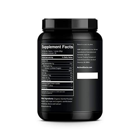 Active Stacks - Proteína de Carne em Pó, Baunilha – Sem Laticínios com Colágeno Natural para Keto, Paleo, Caldo de Osso