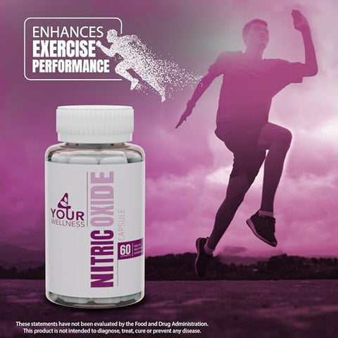 4 Your Wellness - Suplemento Óxido Nítrico, Aumentando Produção de Óxido Nítrico e Pressão Sanguínea, Sem Glúten, Não-OGM, Kosher (60)