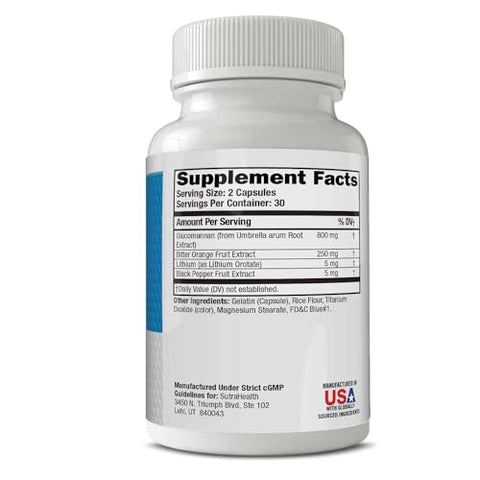 SutraHealth - PhenAprin XR – Pílulas de Emagrecimento (60 Cápsulas Azuis/Brancas) Fórmula Profissional de Alta Qualidade com Glucomanano – Supressor de Apetite de Máxima Potência para Mulheres e Homens
