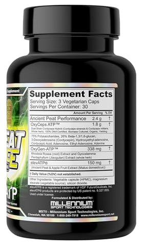 Ancient Peat Performance: Cordyceps, elevATP, Rhodiola, Gynostemma Pentaphyllum, Jiaogulan – 90 cápsulas VO2-caps BSCG Certificado pela Millennium Sport Technologies - MST