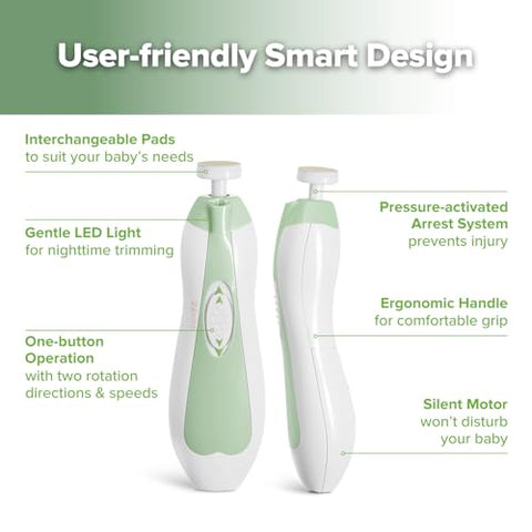 haakaa - Kit de Cortador de Unhas Elétrico Haakaa para Bebês – Cuidado de Unhas de Recém-Nascidos, Crianças e Adultos – Conjunto de Cuidados para Unhas de Bebê