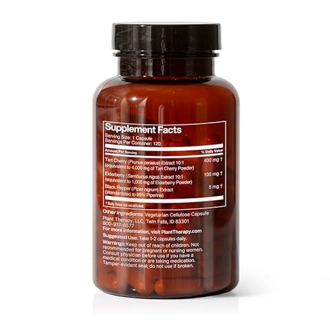 Cápsulas de Suplemento Herbal de Cereja Azeda com Sabugueiro, Protege o Corpo e Fortalece o Sistema Imunológico – 60 cápsulas - Plant Therapy