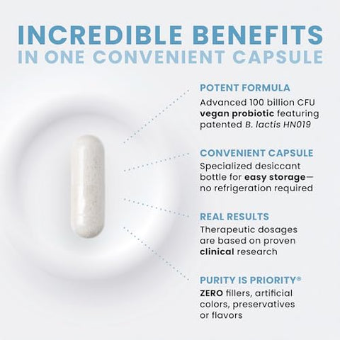 Pure Therapro Rx - Pure TheraPro Rx Power Probiotic 100B | 30 Cápsulas Resistentes ao Ácido – 1 Mês de Fornecimento | 4 Cepas Comprovadas 100 Bilhões UFC | Equilíbrio da Flora