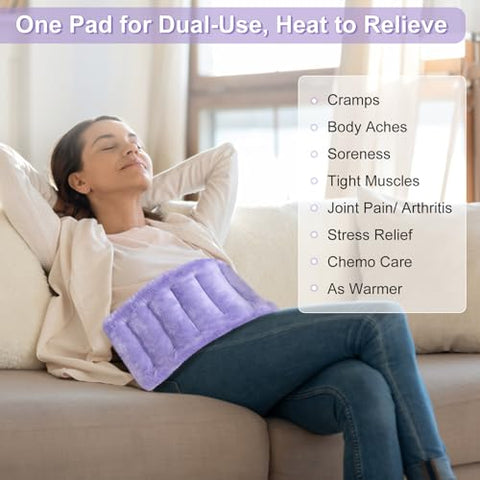 SUZZIPAD - SuzziPad Almofada de Aquecimento para Alívio da Dor, 7×16 Almofadas de Aquecimento para Cólicas, Dor Muscular, Articulações, Pescoço e Ombros, Bolsa de Feijão com Calor Úmido, Compressa Quente, Roxa