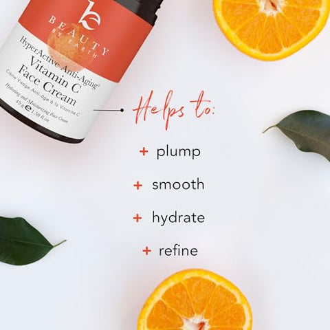 Creme Facial de Vitamina C Hiperativo Anti-Envelhecimento Beauty by Earth – Feito nos EUA com Ingredientes Naturais