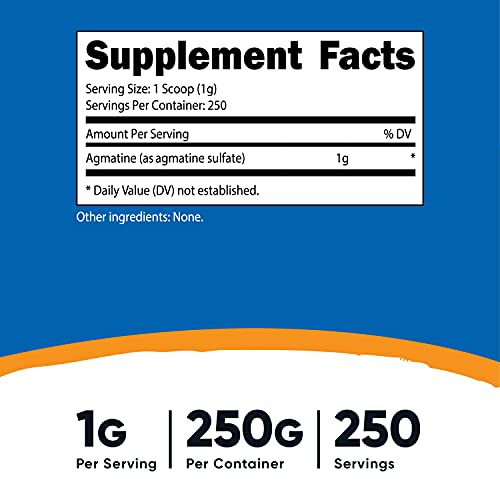Agmatina Sulfato Puro em Pó – 250g | Aumente a Visibilidade do Produto - Nutricost