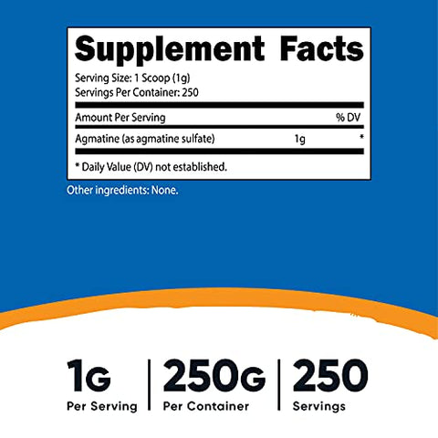 Agmatina Sulfato Puro em Pó – 250g | Aumente a Visibilidade do Produto - Nutricost