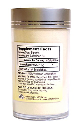 USTCM - Ginseng Americano em Pó 120 Mesh Wisconsin (170g) – Produto de Qualidade