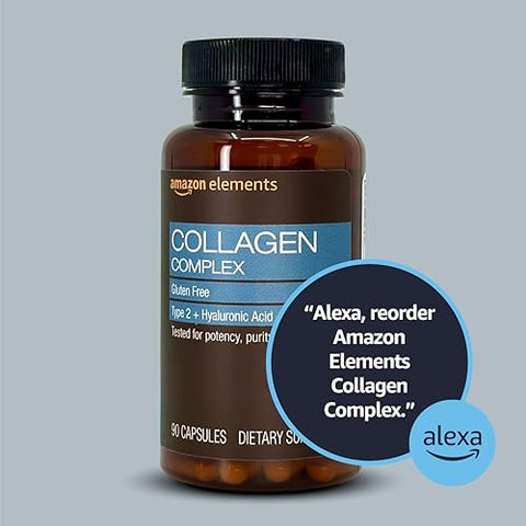 Complexo de Colágeno com Ácido Hialurônico, 90 Cápsulas, Suprimento de 3 Meses - Amazon Elements