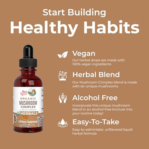 MaryRuth Organics - MaryRuth’s | Complexo de Cogumelos Orgânicos USDA | Gotas Líquidas Herbais | Suplemento de Cogumelos | Cabeça de Leão | Cogumelo Reishi | Cogumelos Shiitake | Não-OGM | Vegano | Livre de Álcool