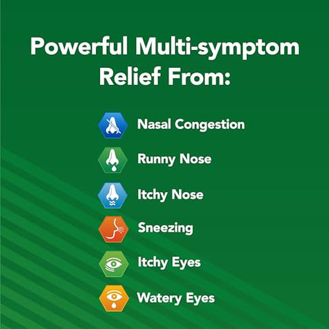 Spray Nasal Alívio de Alergia, 24 Horas de Alívio Multissintomas sem Sonolência – 144 Pulverizações, Pacote Bônus de Lenços (1 Unidade) - Flonase