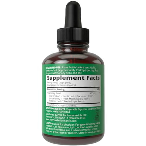 Peak Performance - Tratamento Herbal para Saúde do Trato Urinário UTI para Mulheres. Suplemento Líquido Vegano e Kosher para Alívio da Bexiga com Uva Ursi e Urtiga Orgânica