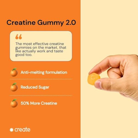 Create - Gummies de Monohidrato de Creatina – Pack com 4 Variedades (3 Unidades) – Aumente o Foco, Força e Resistência, 1,5g de Creatina por Gummy (Laranja, Blue Raspberry, Melancia e Azedo)