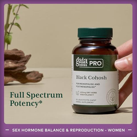 Pro Black Cohosh – Suporte para Menopausa – Equilíbrio Hormonal para Mulheres – com Black Cohosh – 60 Cápsulas Líquidas Veganas de Fitoterápicos (60 Porções) - Gaia Herbs