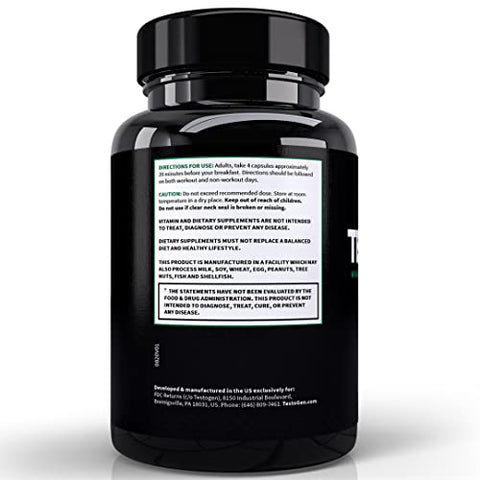 Suplemento Natural para Níveis de Testosterona em Homens – Fórmula Herbal de Aumento Masculino com Magnésio, Zinco, Feno-Grego, Ginseng Vermelho e Mais para Resistência – 1 Mês de Fornecimento - TestoGen